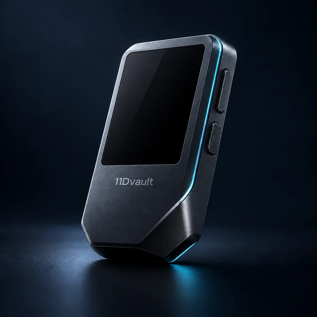 Design visualization of a possible 11Dvault hardware wallet; this is not a finished product